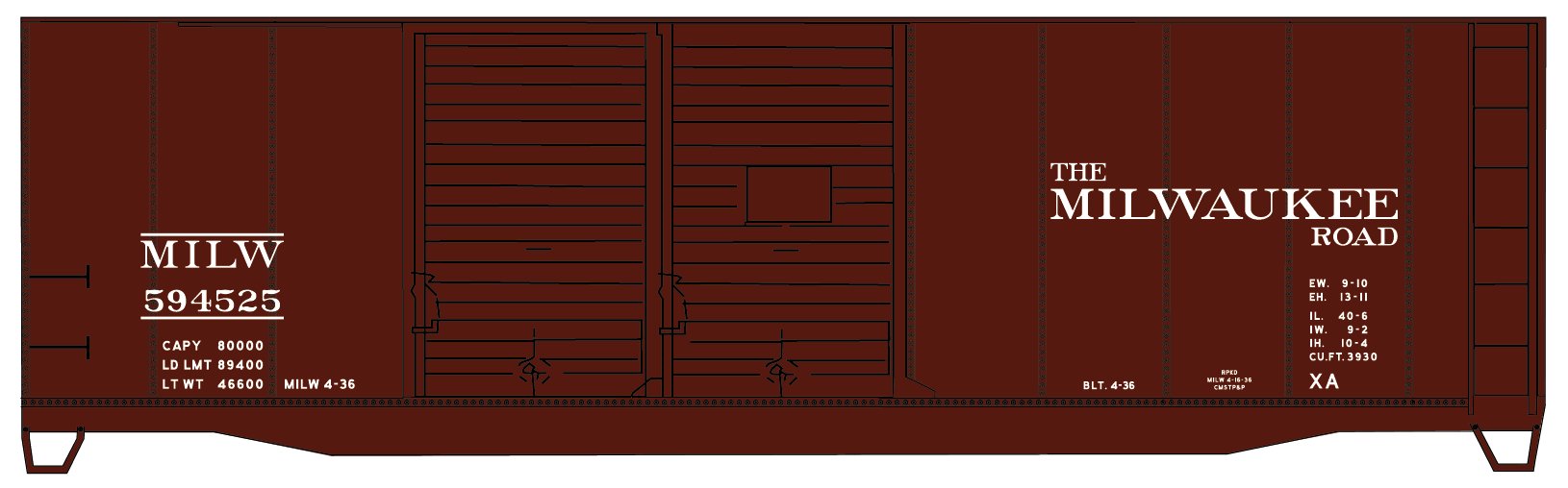 Accurail 3645 HO Scale 40' AAR Double Door Boxcar Kit Milwaukee Road MILW 594525