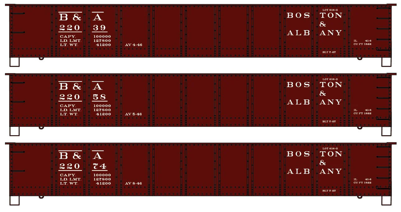 Accurail 37754 HO Scale 41' AAR Steel Gondola Kit 3 Pack Boston & Albany B&A