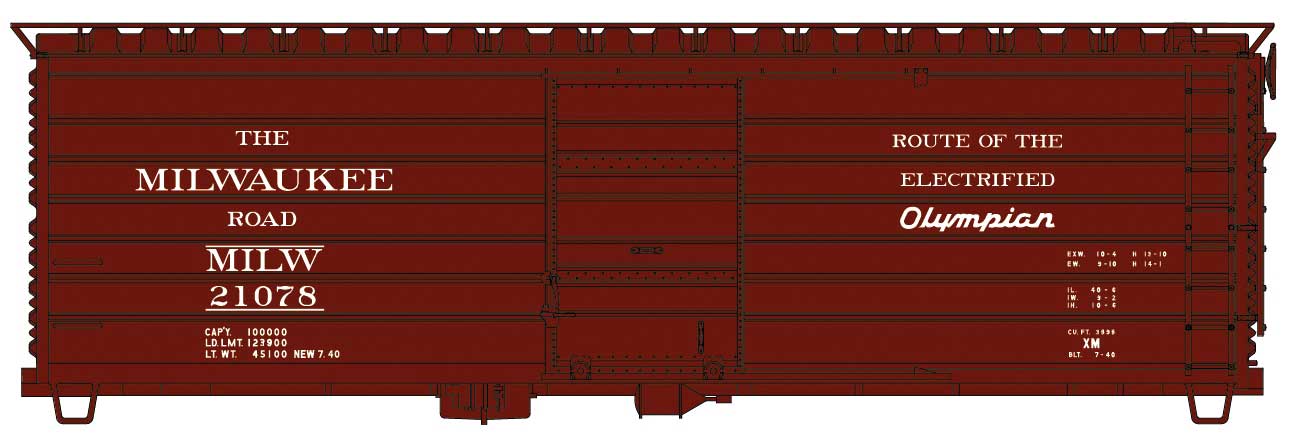 Accurail 3992 HO Scale 40' Rib Side Boxcar Kit Milwaukee Road MILW