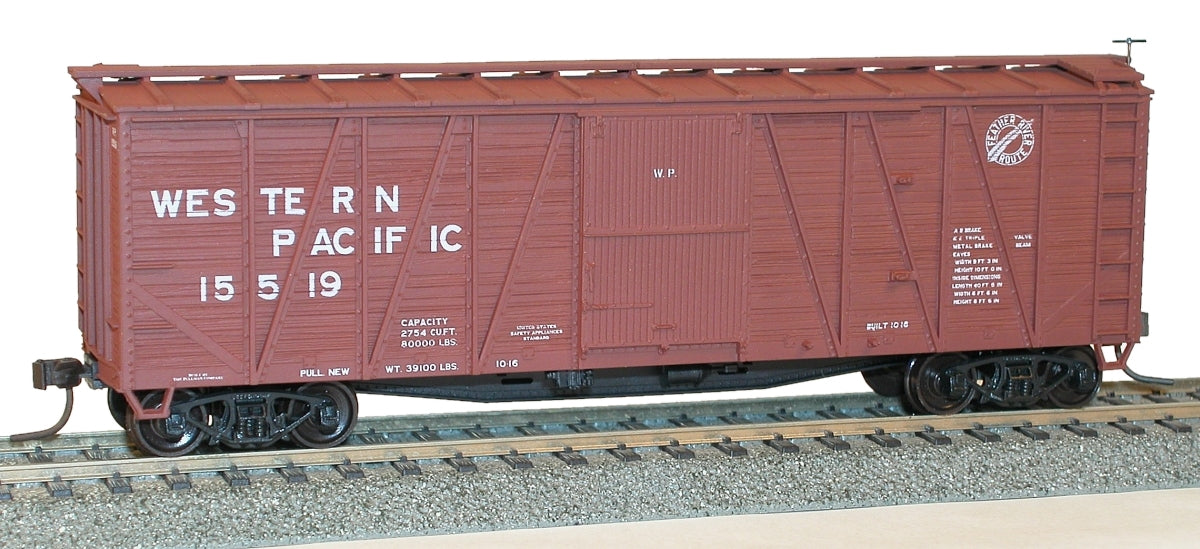 Accurail 4117 HO Scale 40' Outside Braced Boxcar Kit Western Pacific WP 15519