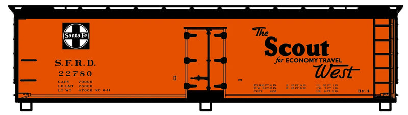 Accurail 48163 HO Scale 40' Wood Reefer Kit Santa Fe "The Scout" SFRD 22780