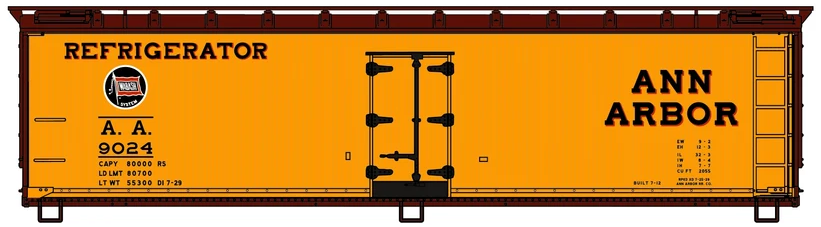 Accurail 4860 HO Scale 40' Wood Reefer Kit Ann Arbor (Wabash Logo) AA 3024