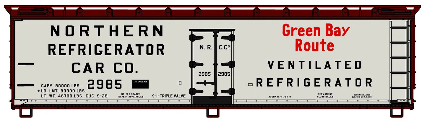 Accurail 4911 HO Scale 40' Wood Reefer Kit Green Bay Route NRC 2985