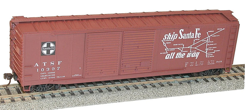 Accurail 5238 HO Scale 50' Double Door Boxcar Kit Santa Fe ATSF 10397 (Map & Ship Santa Fe Slogan)