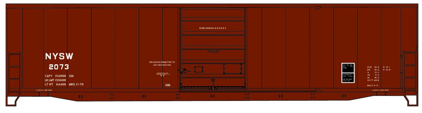 Accurail 5555 HO Scale 50' Steel Boxcar Kit New York, Susquehanna & Western NYS&W 2073