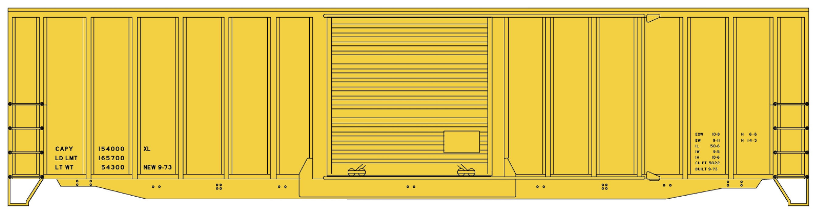 Accurail 5695 HO Scale 50' AAR Exterior Post Boxcar Kit Data Only - Yellow