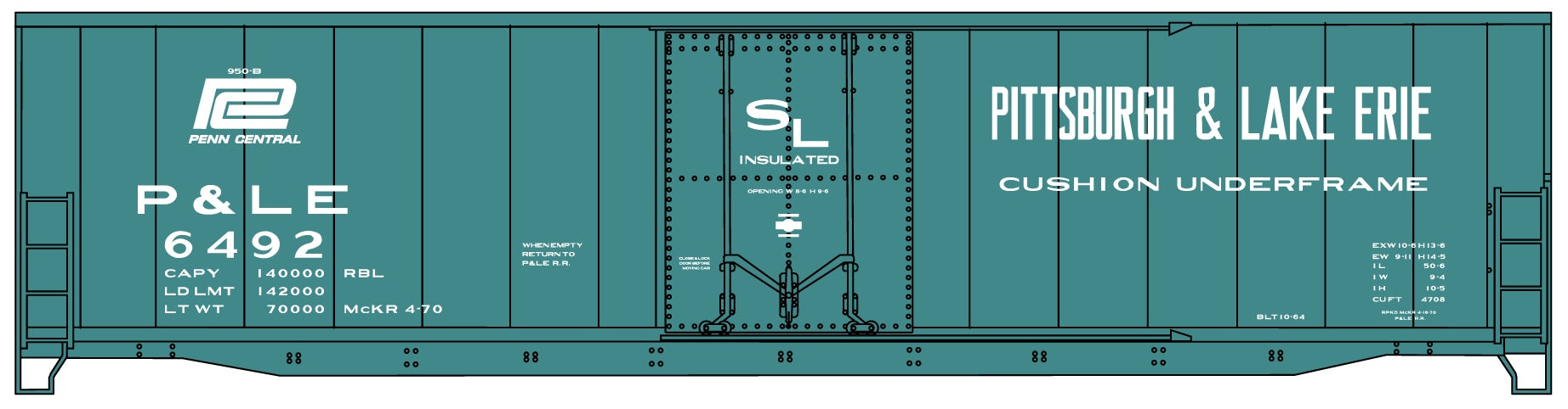 Accurail 5829 HO Scale 50' Insulated Welded Boxcar Pittsburgh & Lake Erie P&LE 6492