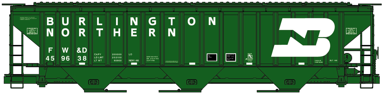 Accurail 6550 HO Scale PS 4750 Covered Hopper Kit Burlington Northern FW&D 459638