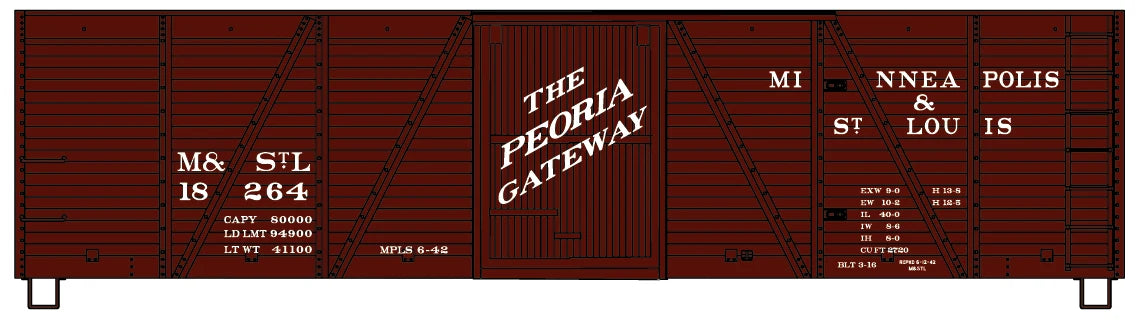 Accurail 7022 HO Scale 40' Single Sheath Boxcar Kit Minneapolis & Saint Louis M&StL 1826 (Peoria Gateway Slogan)