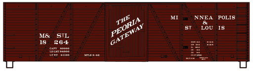 Accurail 7022 HO Scale 40' Single Sheath Boxcar Kit Minneapolis & Saint Louis M&StL 1826 (Peoria Gateway Slogan)