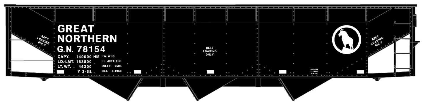 Accurail 7565 HO Scale 70 Ton 3 Bay Hopper Kit Great Northern GN