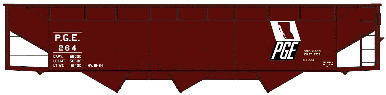 Accurail 7568 HO Scale 70 Ton 3 Bay Hopper Kit Pacific Great Eastern PGE 264