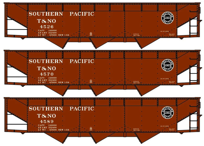 Accurail 8060 HO Scale AAR 70 Ton Offset 3 Bay Hopper Kit Southern Pacific T&NO (3 Pack)