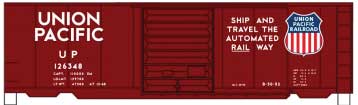 Accurail 81153 HO Scale 40' Steel Boxcar Kit Union Pacific UP 126348 (Automated Railway Slogan)