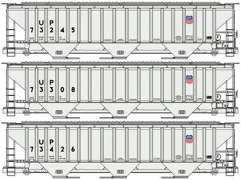 Accurail 8138 HO Scale PS 4750 Covered Hopper Kit 3 Pack Union Pacific UP