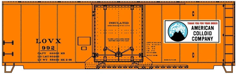 Accurail 81413 HO Scale AAR 40' Insulated Boxcar Kit American Colloid Co. LOVX 992