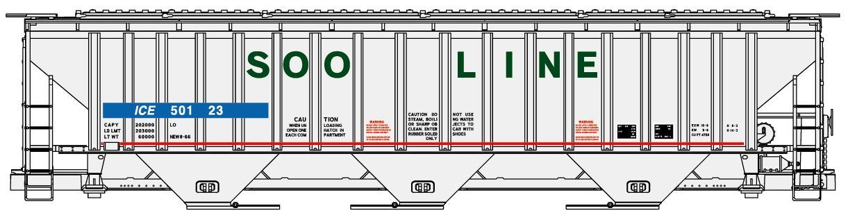 Accurail 81571 HO Scale 4750 Covered Hopper Kit 3 ICE Ex-SOO Line Single Car