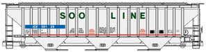 Accurail 81571 HO Scale 4750 Covered Hopper Kit 3 ICE Ex-SOO Line Single Car