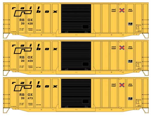 Accurail 8159 HO 50' Steel Boxcar Kit Railbox RBOX 3 Pack