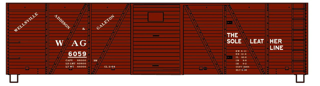 Accurail 81601 HO Scale 40' Single Sheath Boxcar Kit Wellsville, Addison & Galeton WAG 6059
