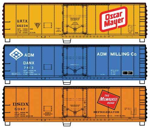 Accurail 8164 HO Scale 40' Steel Reefer Kit 3 Pack - Oscar Mayer ADM MILW