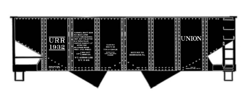 Accurail 81653 HO Scale USRA Twin Hopper Kit Union Railroad 8640 (Early Scheme)