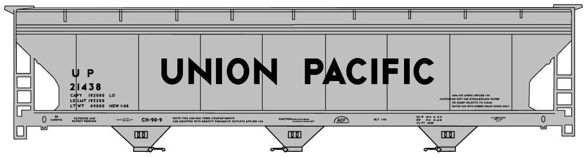 Accurail 81661 HO Scale ACF 3 Bay Covered Hopper Covered Hopper Kit Union Pacific UP (# Varies)