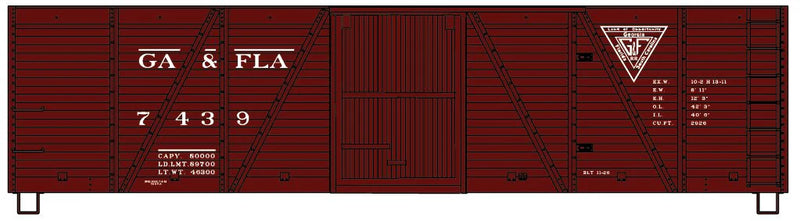 Accurail 81682 HO Scale 40' 6 Panel Boxcar Kit Georgia & Florida G&F 7439 (1950 Scheme)