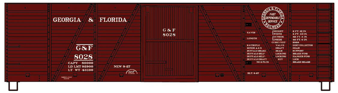Accurail 81683 HO Scale 40' 6 Panel Boxcar Kit Georgia & Florida G&F 8001 (AS-Delivered 1927 Scheme)