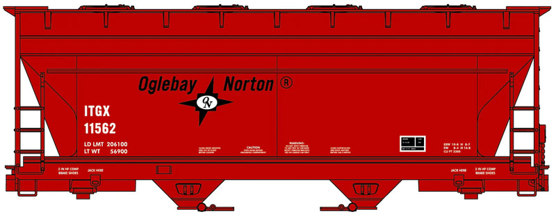 Accurail 81712 HO Scale ACF 2 Bay Covered Hopper Kit Oglebay Norton ITGX 11562