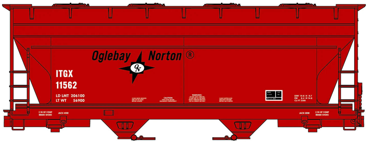 Accurail 81712 HO Scale ACF 2 Bay Covered Hopper Kit Oglebay Norton ITGX 11562