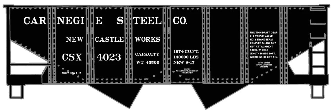 Accurail 81721 HO Scale USRA Twin Hopper Kit Carnegie Steel #4023