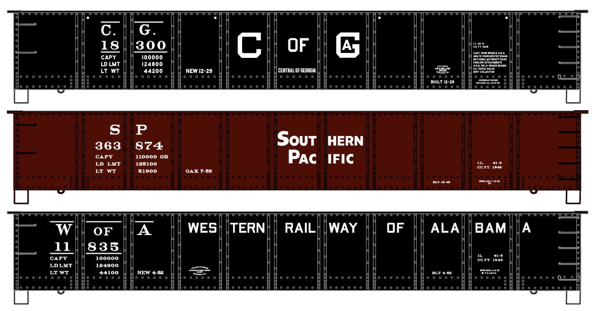 Accurail 8173 HO Scale 41' AAR 3 Pack Steel Gondola Kit GofG, SP, and WofA