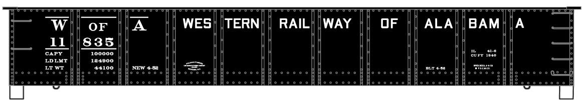 Accurail 81733 HO Scale 41' AAR Steel Gondola Kit Western Railway of Alabama WofA 11837