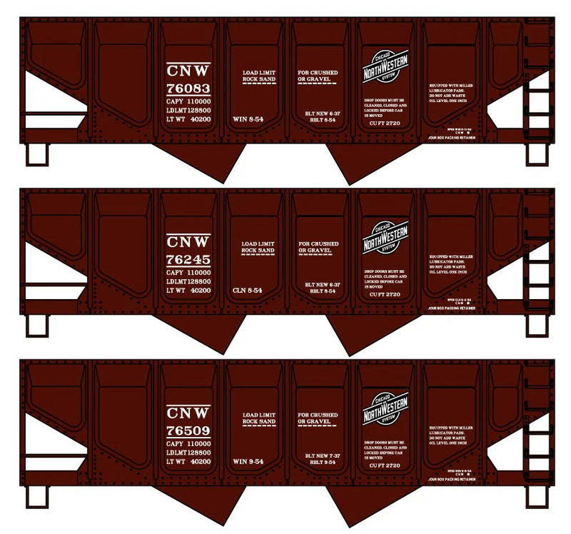 Accurail 8174 HO Scale USRA 55 Ton Twin Hopper Kit 3 Pack Chicago & North Western CNW