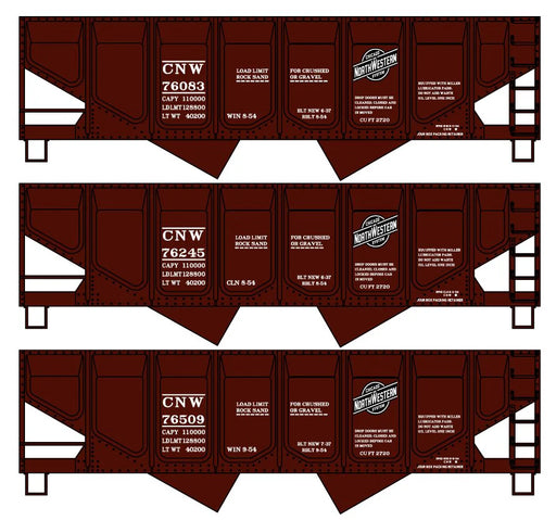 Accurail 8174 HO Scale USRA 55 Ton Twin Hopper Kit 3 Pack Chicago & North Western CNW