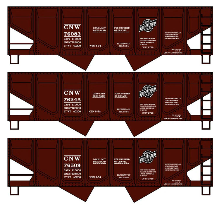 Accurail 8174 HO Scale USRA 55 Ton Twin Hopper Kit 3 Pack Chicago & North Western CNW