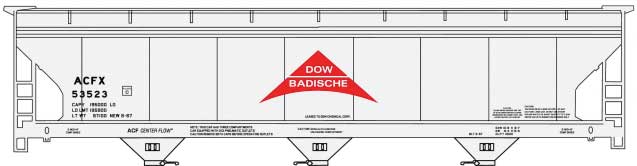 Accurail 81761 HO Scale ACF 3 Bay Covered Hopper Kit Dow Badische ACFX 53523