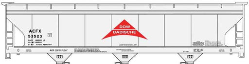 Accurail 81761 HO Scale ACF 3 Bay Covered Hopper Kit Dow Badische ACFX 53523