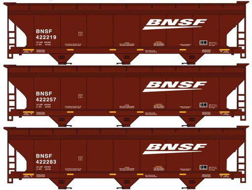 Accurail 8177 HO Scale ACF 3 Bay Covered Hopper Kit BNSF (3 Car Set)