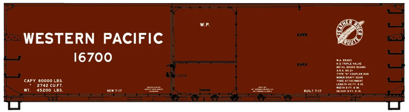 Accurail 81782 HO Scale 40' USRA Double Sheathed Wood Boxcar Kit Western Pacific WP 16700