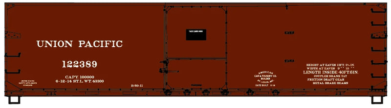 Accurail 81783 HO Scale 40' USRA Double Sheathed Wood Boxcar Kit Union Pacific UP 122389
