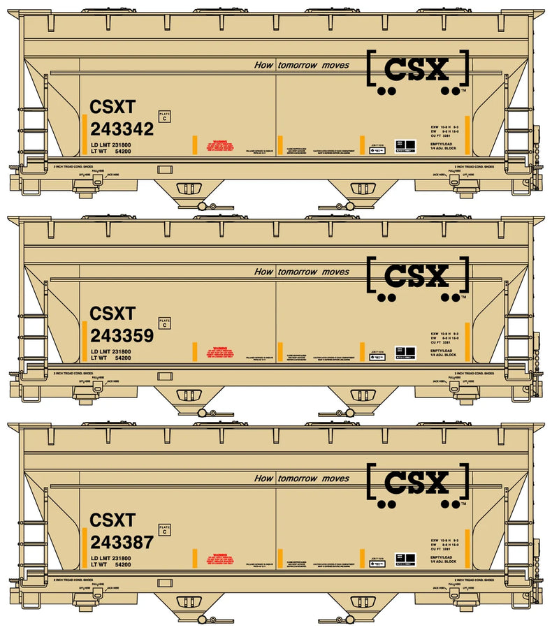 Accurail 8179 HO Scale ACF 2 Bay Covered Hopper Kit 3 Pack CSX How Tomorrow Moves