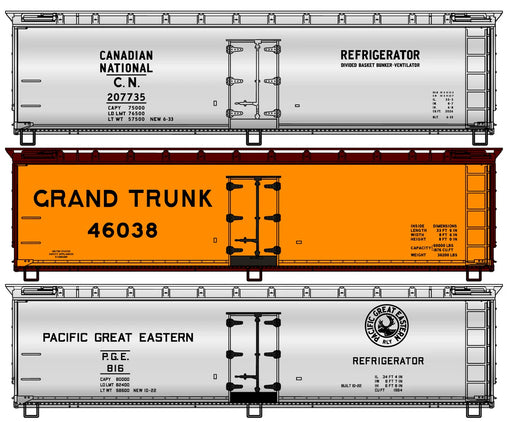 Accurail 8180 HO Scale 40' Wood Reefer Kit Canadian Roads 3 Pack