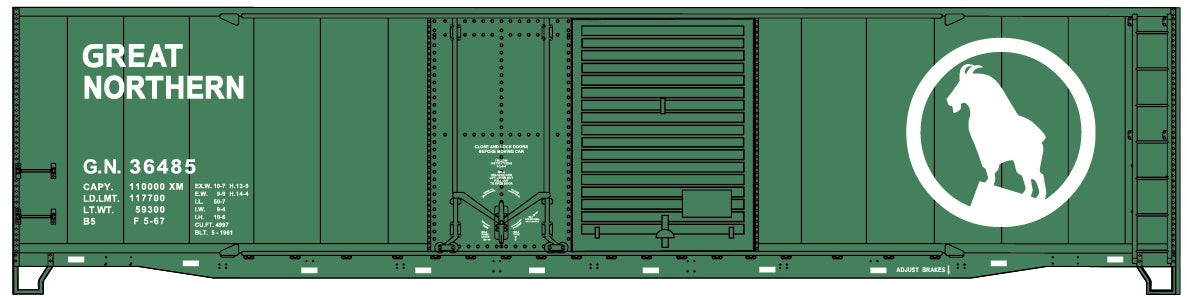 Accurail 81812 HO Scale 50' Combo Door Boxcar Kit Great Northern (Glacier Green) GN 36485