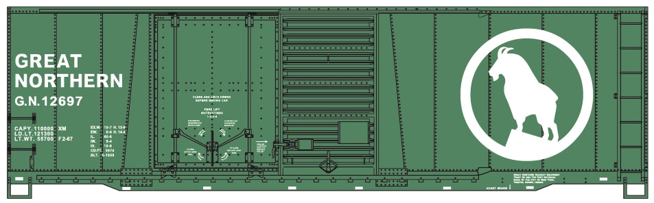 Accurail 81813 HO Scale 40' Combo Door Boxcar Kit Great Northern (Glacier Green) GN 12697