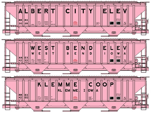 Accurail 8182 HO Scale PS 4750 Pink Co-op Covered Hopper Kit 3 Pack