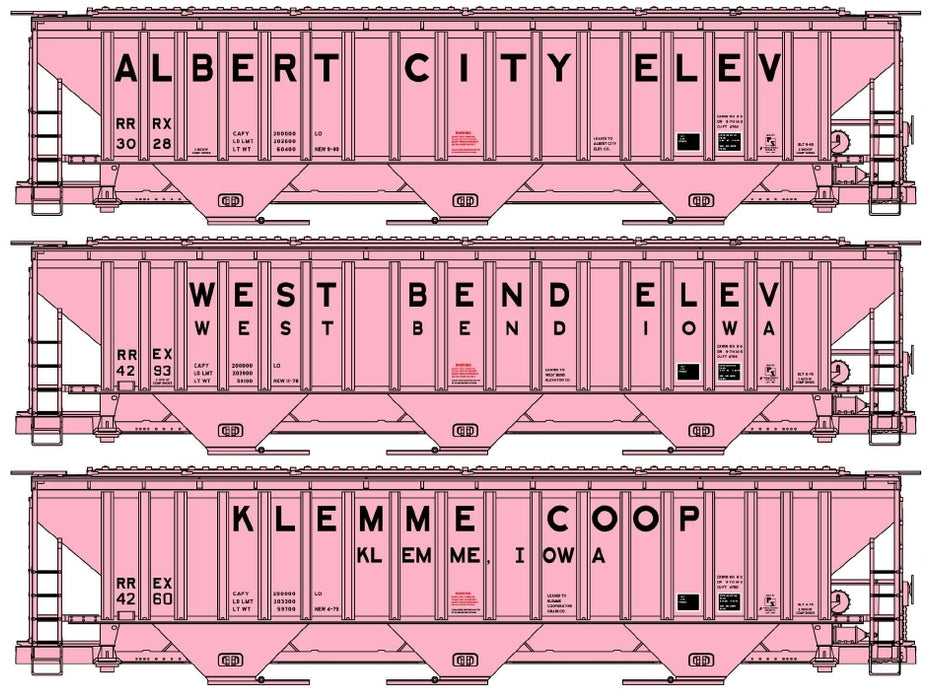 Accurail 8182 HO Scale PS 4750 Pink Co-op Covered Hopper Kit 3 Pack