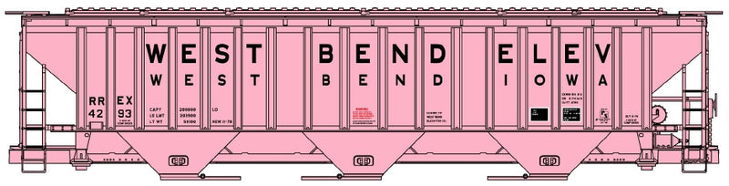 Accurail 81822 HO Scale PS 4750 3 Bay Covered Hopper Kit West Bend Elevator RREX 4293