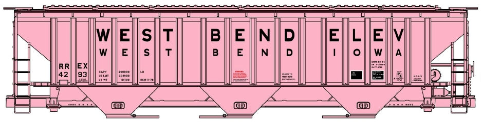 Accurail 81822 HO Scale PS 4750 3 Bay Covered Hopper Kit West Bend Elevator RREX 4293